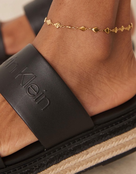 Calvin Klein double strap espadrille slides in black