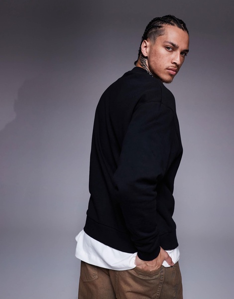 ASOS DESIGN oversized sweatshirt with metallic prints in black
