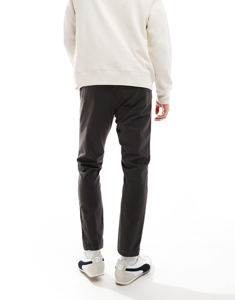Brave Soul twill pants with elastic waist in charcoal gray
