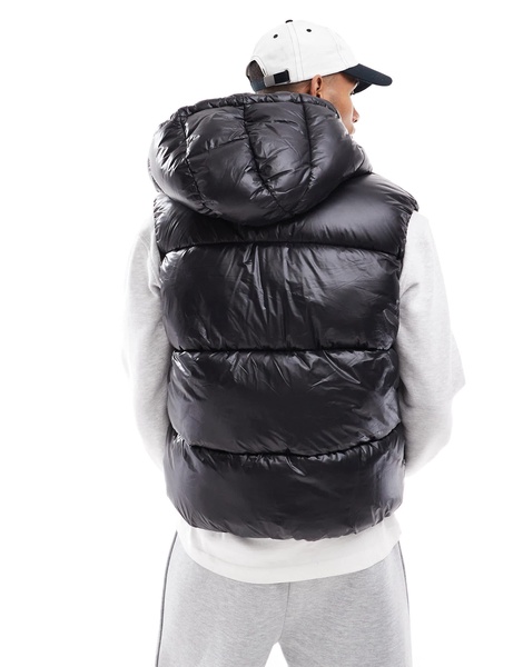 Bershka faux leather vest in black