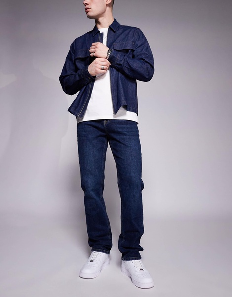 River Island straight fit jeans in dark wash blue
