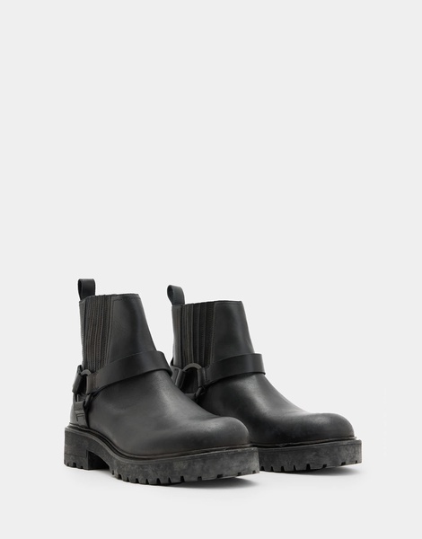 AllSaints Hank leather biker boots in black