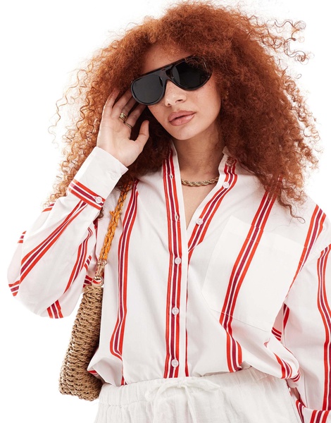 AIRE X ASOS solar aviator sunglasses in dark tort with green lenses