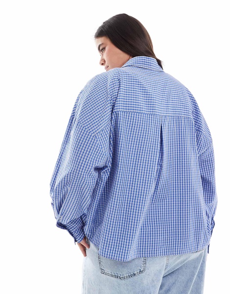ASOS DESIGN Curve boxy shirt in micro check