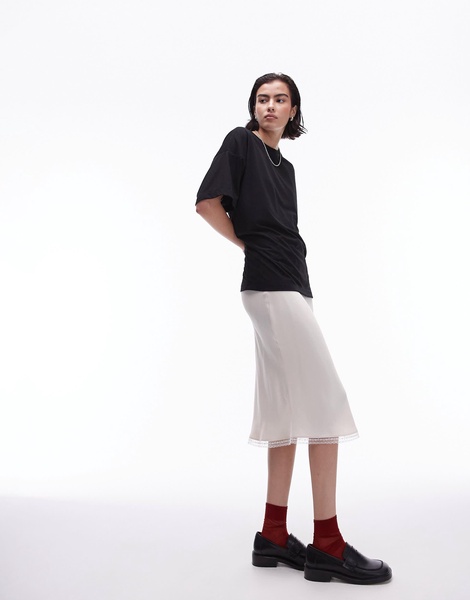Topshop premium slouchy oversized tee in black