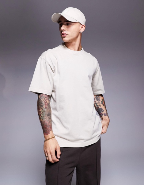 BOSS Orange Te_Dye tonal logo overdye t-shirt relaxed fit in beige