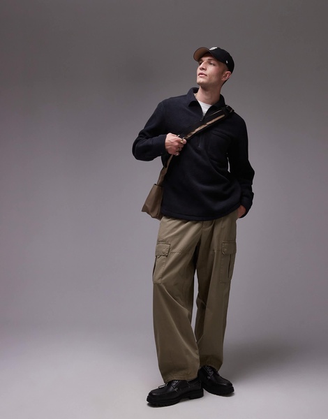 ARKET half zip fleece sweat in blue