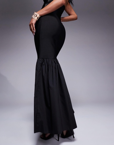 ASOS DESIGN peplum bandage maxi skirt in black - part of a set