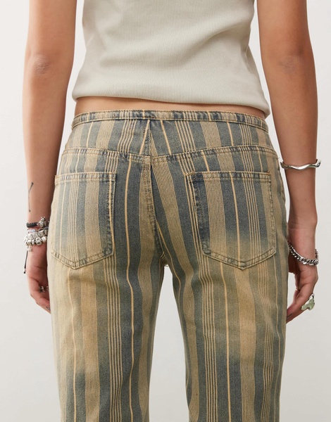 Edikted Eternity 70s pinstripe flared jeans in sand wash