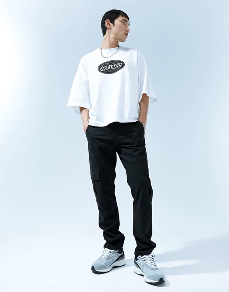 ASOS DESIGN slim cargo pants in black