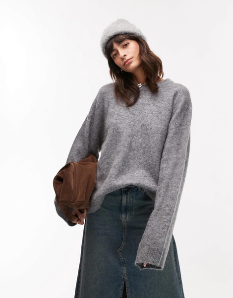ARKET super soft alpaca wool blend relaxed sweater in gray