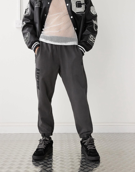 Aape By A Bathing Ape side logo cuffed sweatpants in washed gray