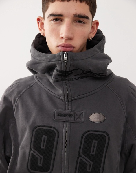 Aape By A Bathing Ape motocross style hoodie in washed dark gray