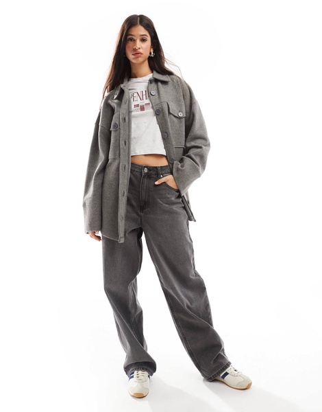 ASOS DESIGN supersoft shacket in charcoal heather