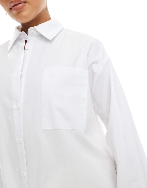 ASOS DESIGN poplin extreme cuff oversized shirt in white