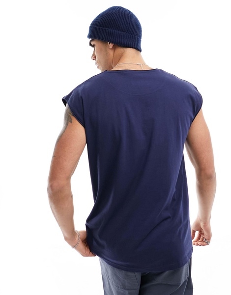 Brave Soul raw edge tank in navy