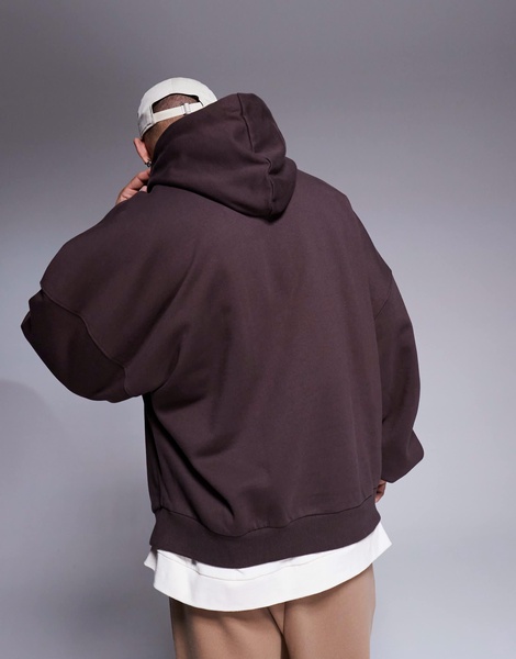 ASOS DESIGN premium heavyweight extreme oversized hoodie 400gsm in brown
