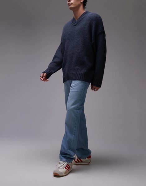 Topman rigid straight jeans in light wash blue