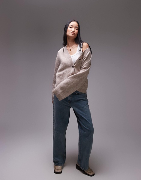 ARKET alpaca and wool blend v-neck cardigan in light beige