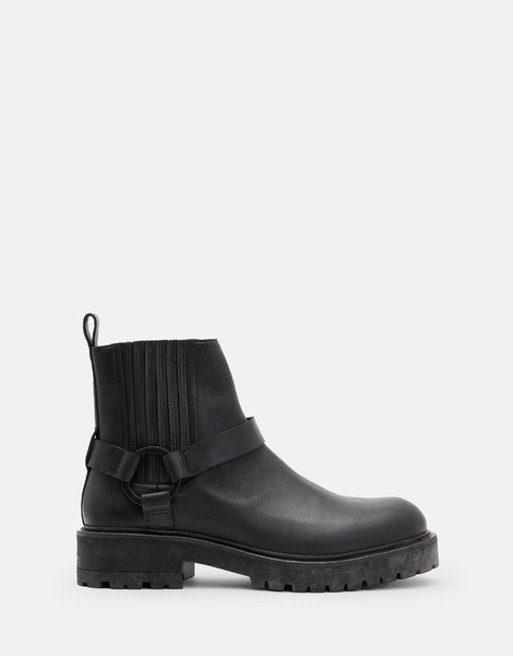 AllSaints Hank leather biker boots in black