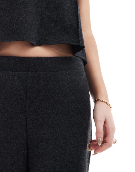 ONLY soft texture wide leg pants in dark gray - part of a set