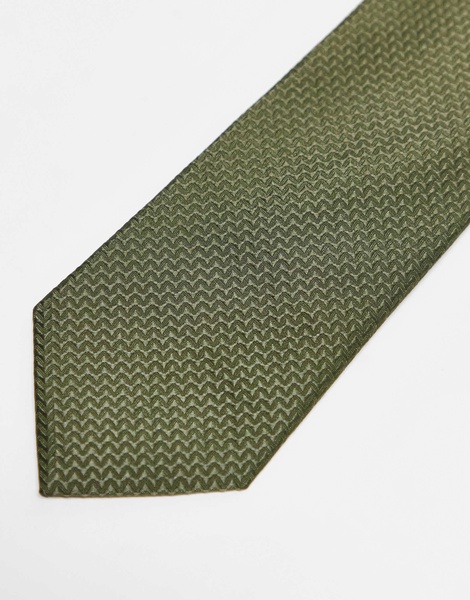 ASOS DESIGN textured tie in khaki