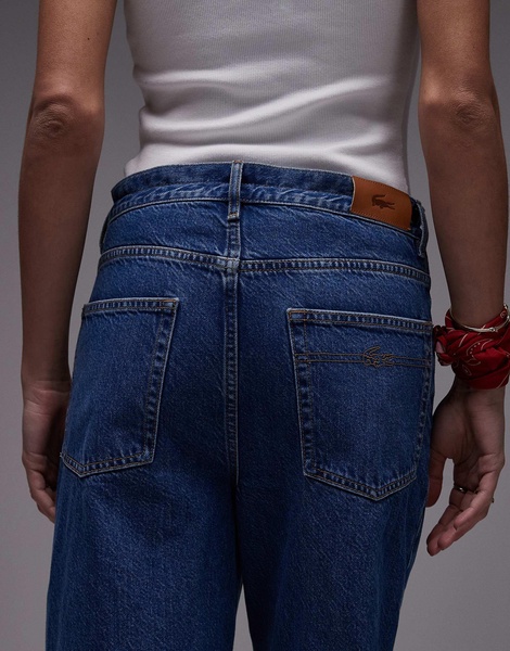 Lacoste baggy fit denim jeans in midwash blue with constrast stitching - part of a set