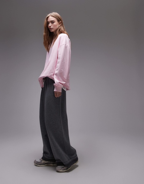 ARKET relaxed soft crew neck terry sweatshirt in light pink