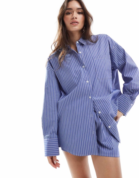4th & Reckless oversized shirt in blue stripe - part of a set