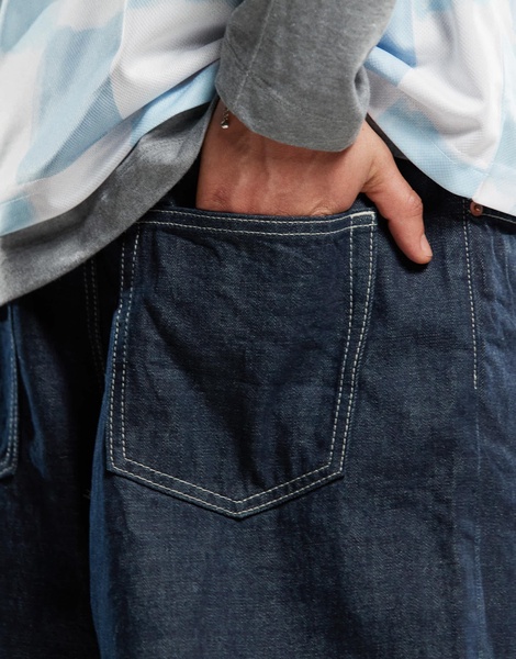 Weekday Astro Unisex low rise loose fit baggy jeans in blue rinse wash