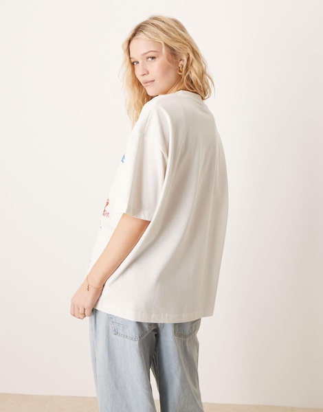 ASOS DESIGN oversized tee with paris valentines graphic in cream