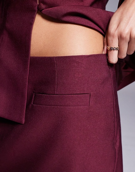 ASOS DESIGN tailored pelmet mini skirt in burgundy - part of a set
