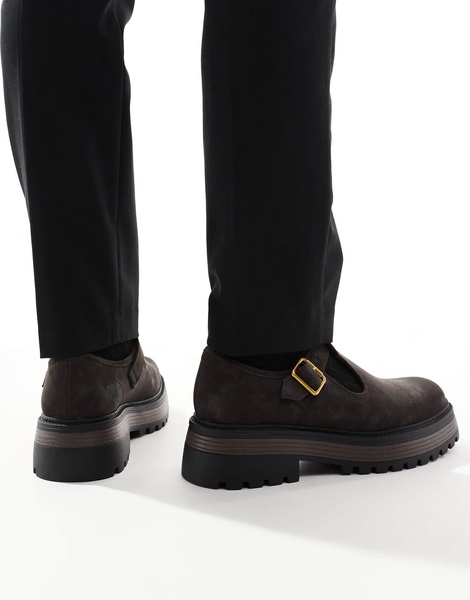 ASOS DESIGN mary jane shoe in brown with buckle