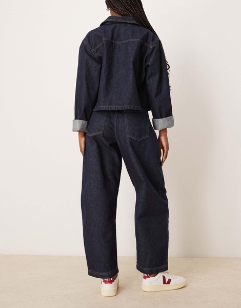 ASOS DESIGN cropped barrel leg jeans with button fly