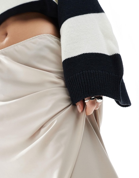 ASOS DESIGN satin bias maxi skirt in gray