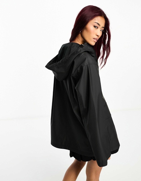 ASOS DESIGN rubberized rain coat in black