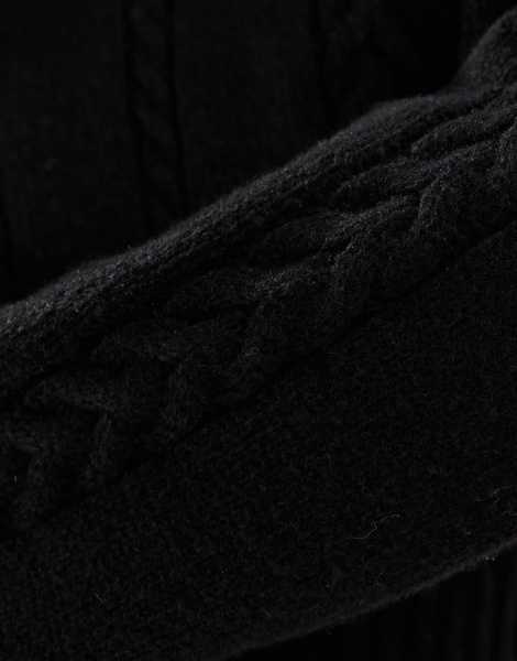 Aria Cove cable knit v neck mini sweater dress in black