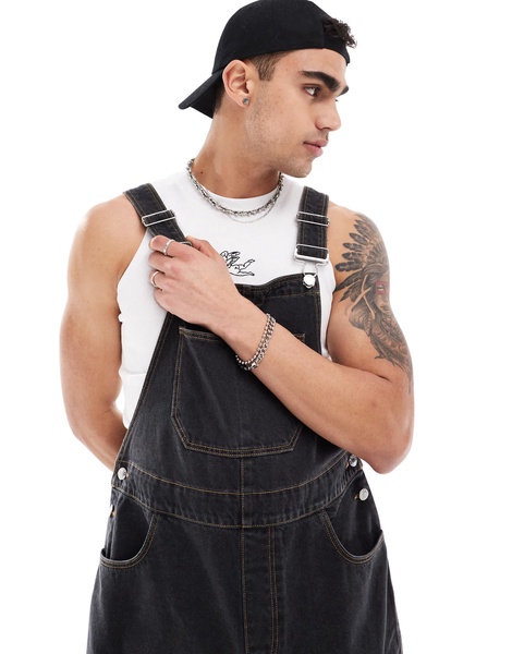 ASOS DESIGN denim overalls in black
