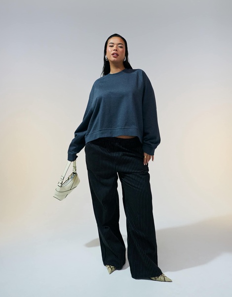 ASOS DESIGN Curve oversized sweatshirt with raglan detail in charcoal