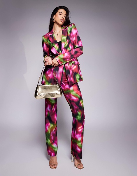 ASOS LUXE tailored pants in dark blurred floral print - part of a set