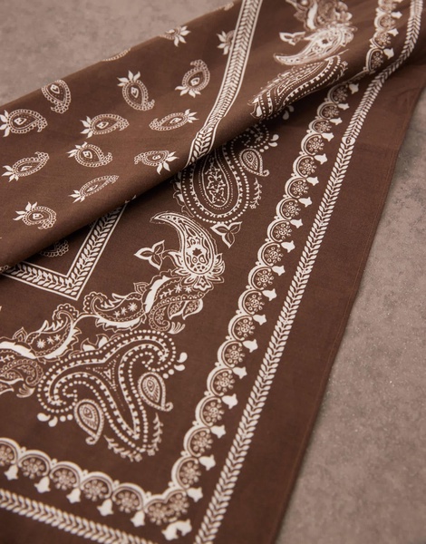 ASOS DESIGN paisley bandana in brown and ecru
