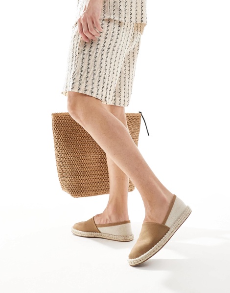 ASOS DESIGN two strap sandal espadrilles in tan