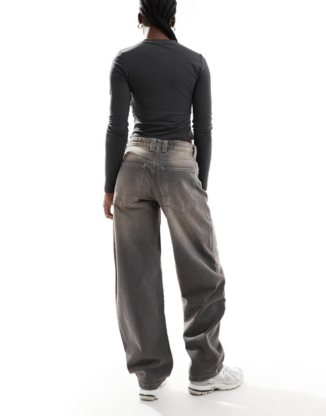 Bershka baggy balloon leg jeans in gray wash
