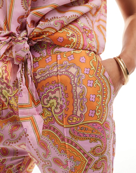 Mango paisley print pants in pink - part of a set