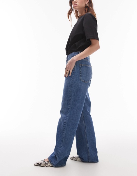 ARKET Coral high waist relaxed leg jeans in light wash blue