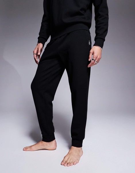 Emporio Armani Bodywear crew neck textured sweatpants in black - part of a set