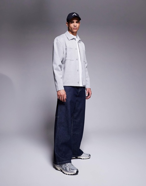 ASOS DESIGN oversized scuba shacket in heather gray