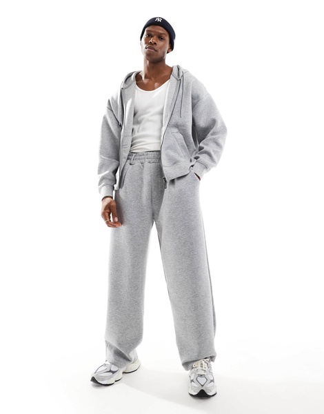 Bershka premium zip up hoodie in gray - part of a set