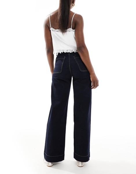 Bershka high waisted pocket detail jeans in indigo