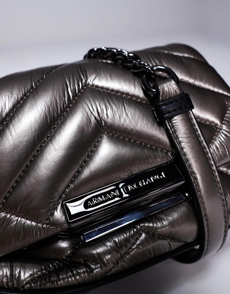 Armani Exchange cross-body padded bag in silver